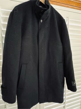 Nordstrom Black Wool Pea Coat with Stand Collar